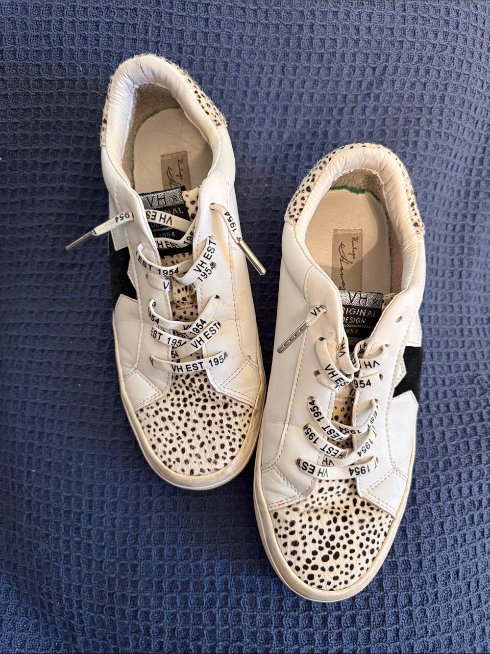 Vintage Havana White Leopard-Print Women's Sneakers with Black Accent